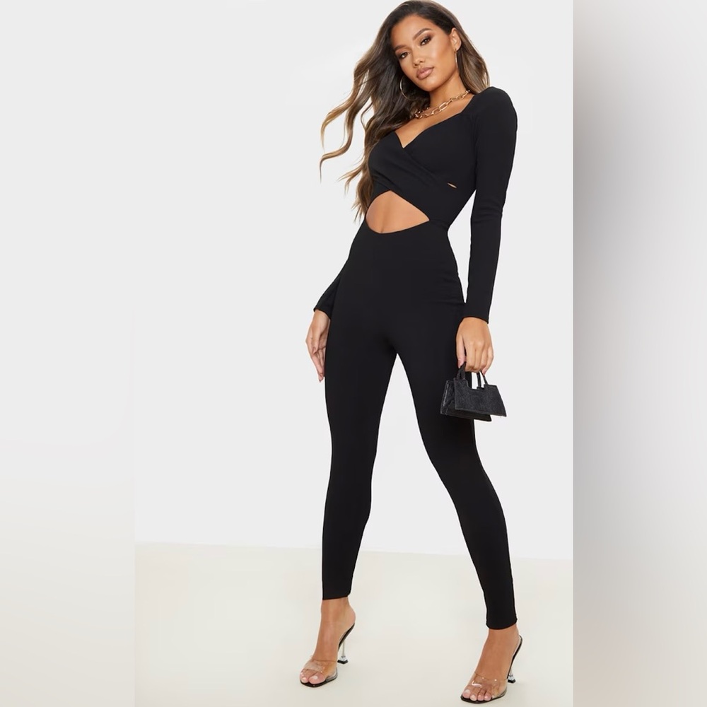 PrettyLittleThing Black Cutout Jumpsuit